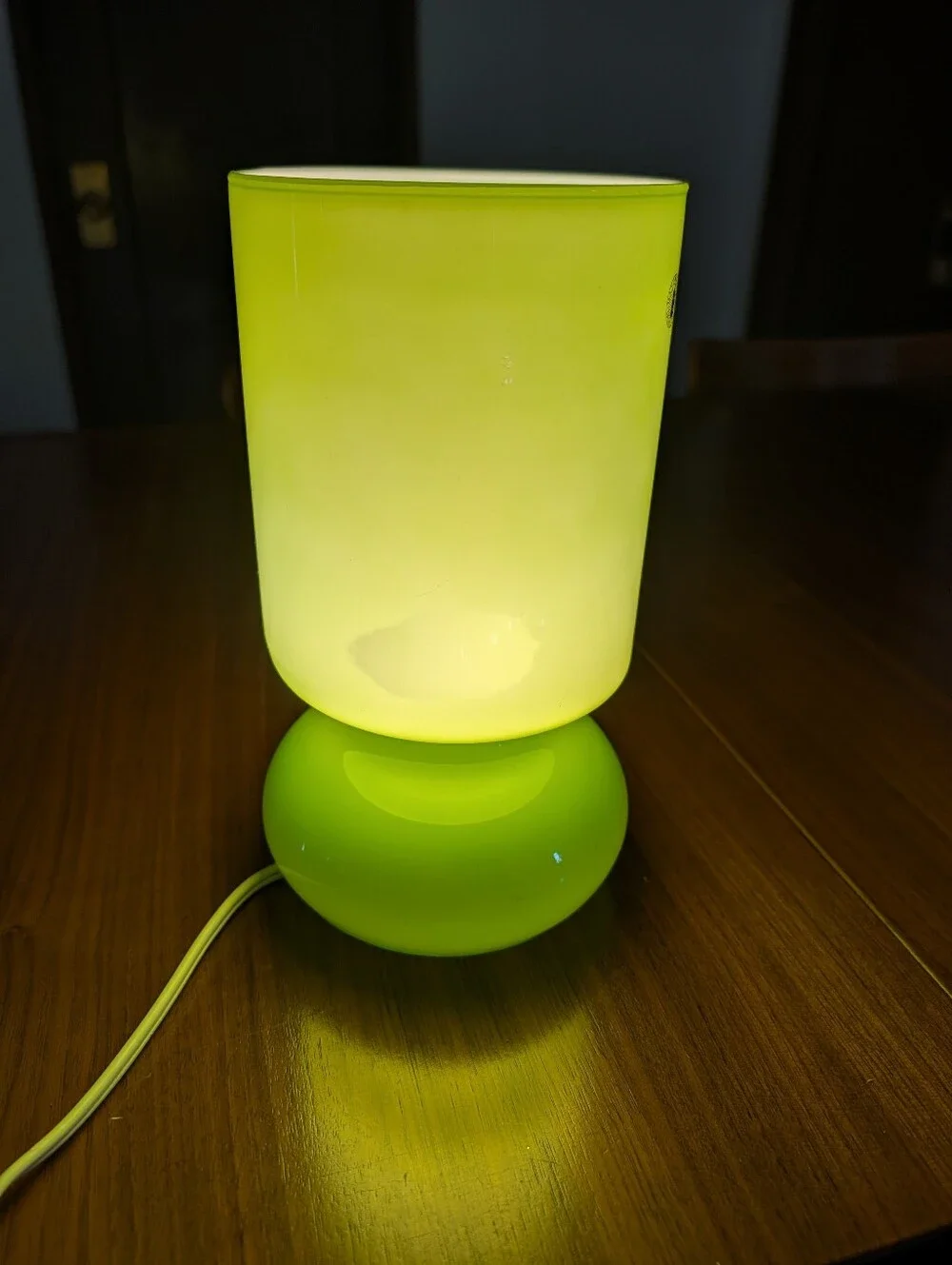 IKEA Lykta Apple Lime Green Mushroom Handblown Glass Table Lamp Retro Groovy